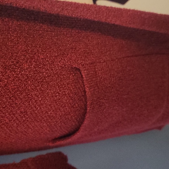 J Jill Nubby Cardigan Sweater Open Front Large Pockets S Red Duster - Picture 2 of 5